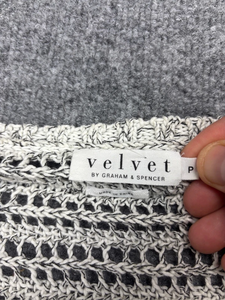 Suéter Pullover Velvet By Graham & Spencer Para Mujer P Gris Tejido Abierto Semi Transparente Foto 2 de 4