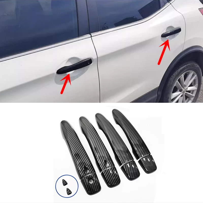 For NISSAN KICKS 2021-2024 Carbon Fiber Front Car Door Handles Cover Trim 10pcs