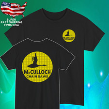 mcculloch chainsaws beauty logo on two side tshirt size L black tshirt