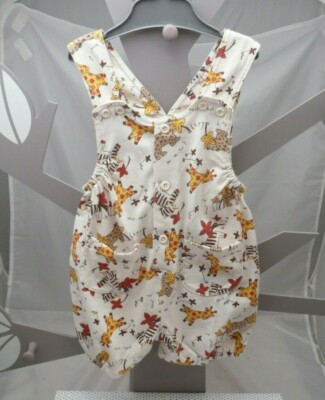 Kiabi Combishort ecru Motiv Dschungeltiere Baby Unisex 6 Monate