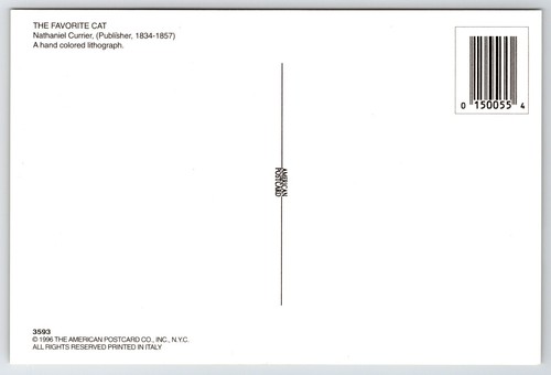 Postal El Gato Favorito Arte Nathaniel Currier Felis catus 1996 - Imagen 2 de 2