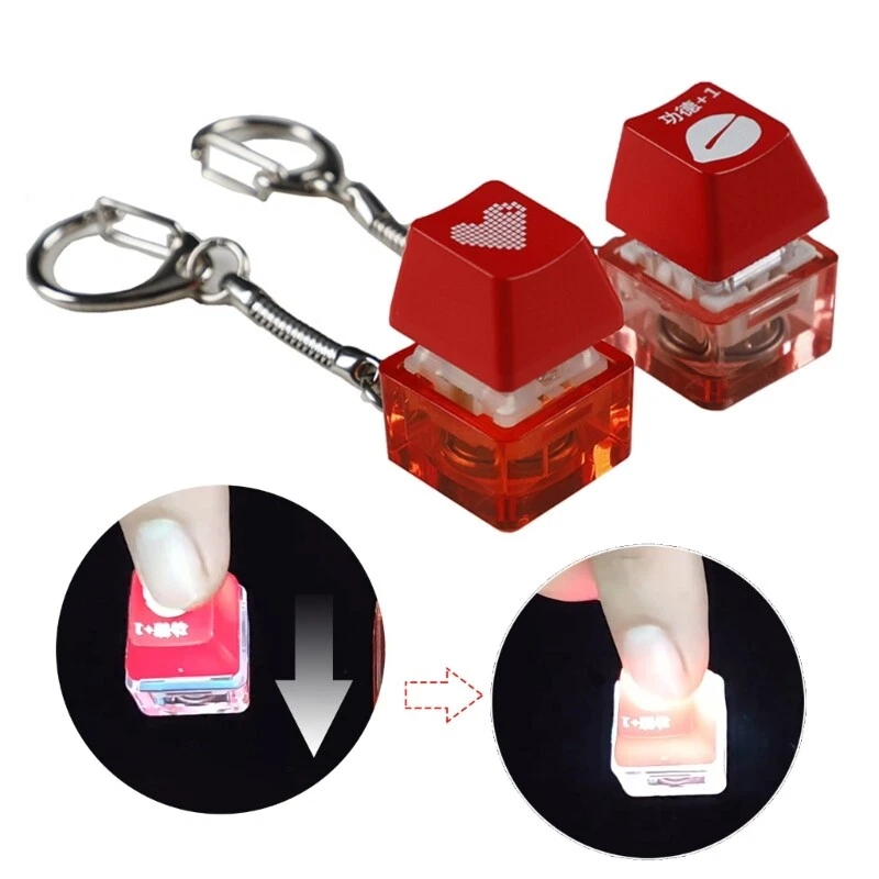 Mechanical Keyboard Switch Tester with Clicky Red Heart Keycap Keychain