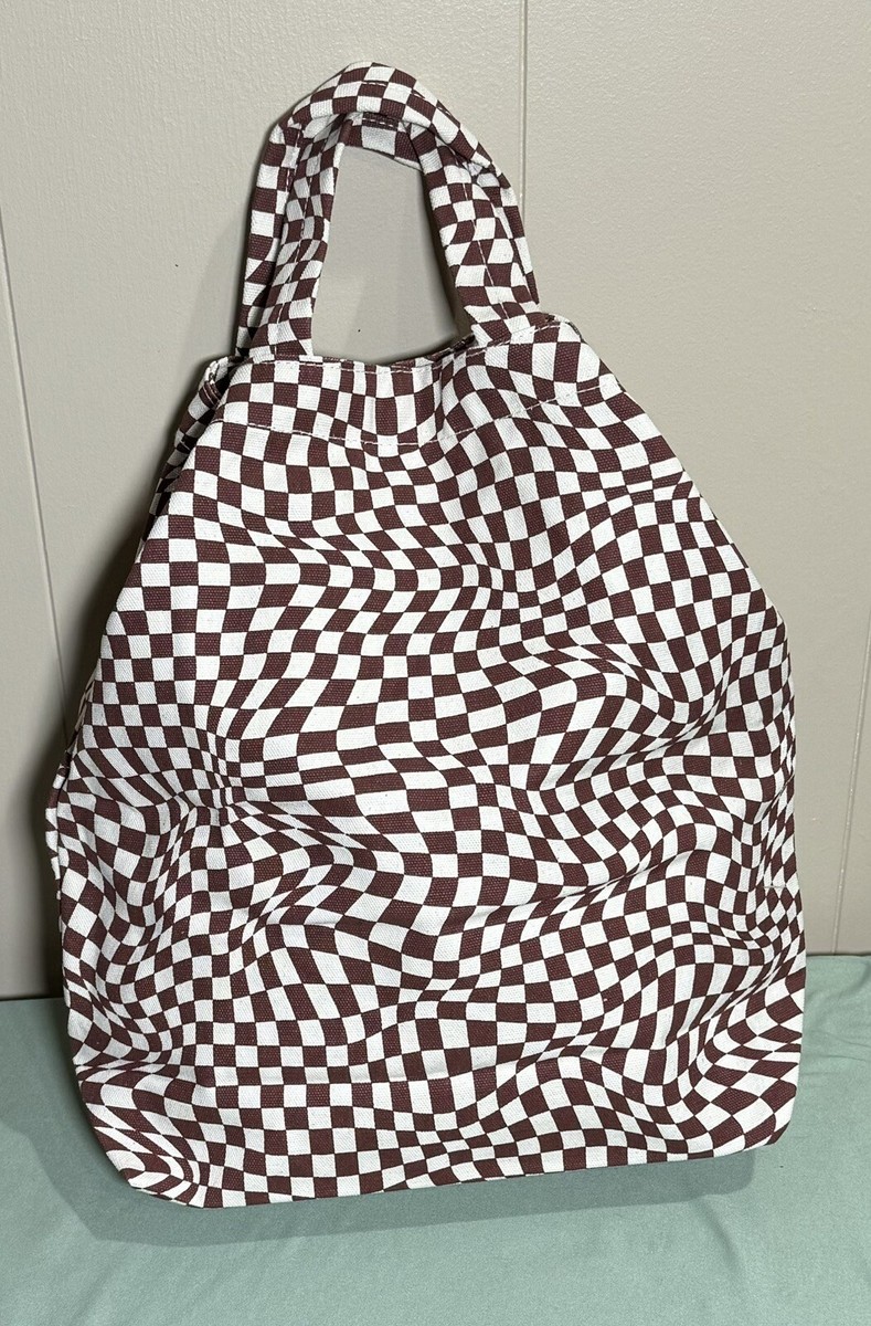 Baggu Duck Tote Bag in Maroon Trippy Checker NWOT