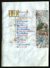 c 1470 MEDIEVAL ILLUMINATED MANUSCRIPT HRS LEAF- NOVEMBER CALENDAR, 2 MINIATURES