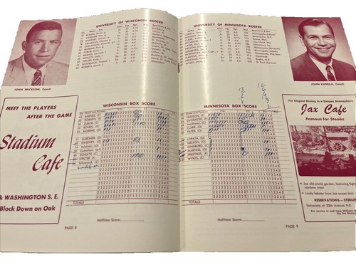 Minnesota Golden Gophers Vs Wisconsin Basketball Jan 9, 1965 Program (B135) - Photo 3/3