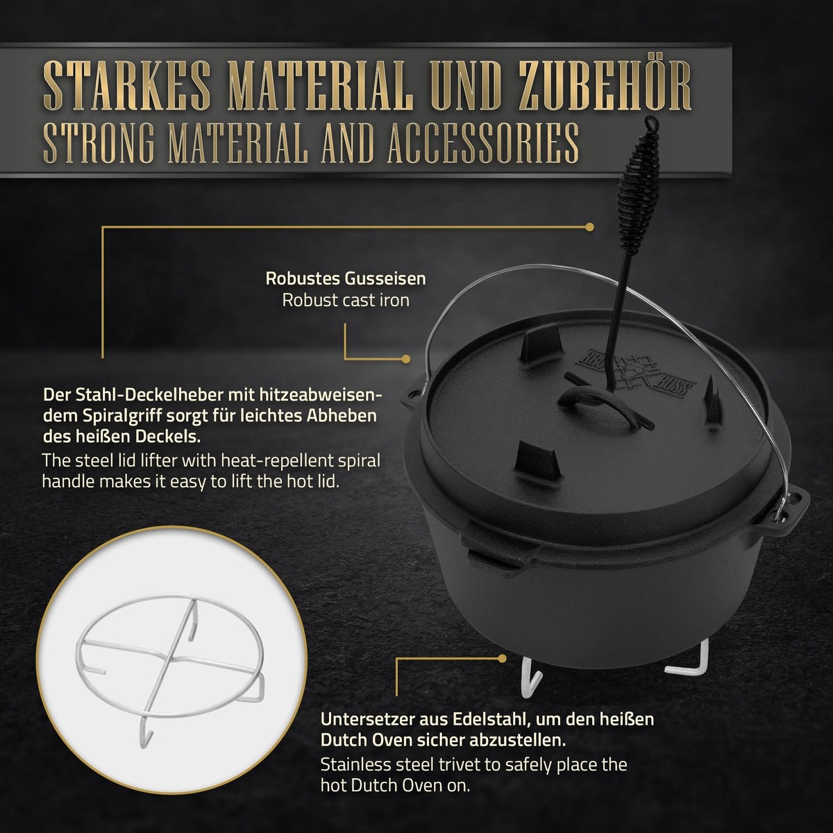 Caldaio In Ferro EL ZORRO IMEX - Diametro 24cm X Altezza 15cm | Resistente Per Cucina Professionale E Casa - Foto 10