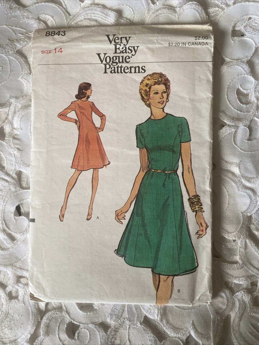 Vintage vogue very easy sewing pattern 8843 Dress Size 14 uncut FF