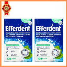  2 Pack Efferdent Retainer  Denture Cleaner Tablets Minty  Fresh Clean 126 Ct
