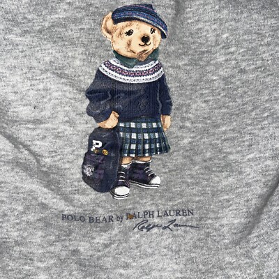 Ralph Lauren Toddler Polo Bear Drop Waist Peplum Sweatshirt Fleece Dress S 18Mos