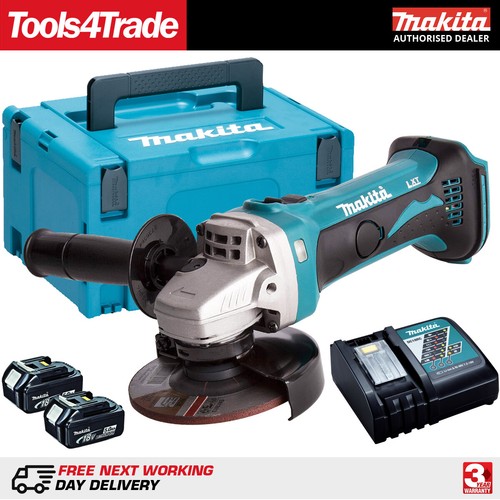 Makita DGA452Z 18V 115mm Angle Grinder with 2 x 5.0Ah Batteries Charger in Case 743515249716 eBay