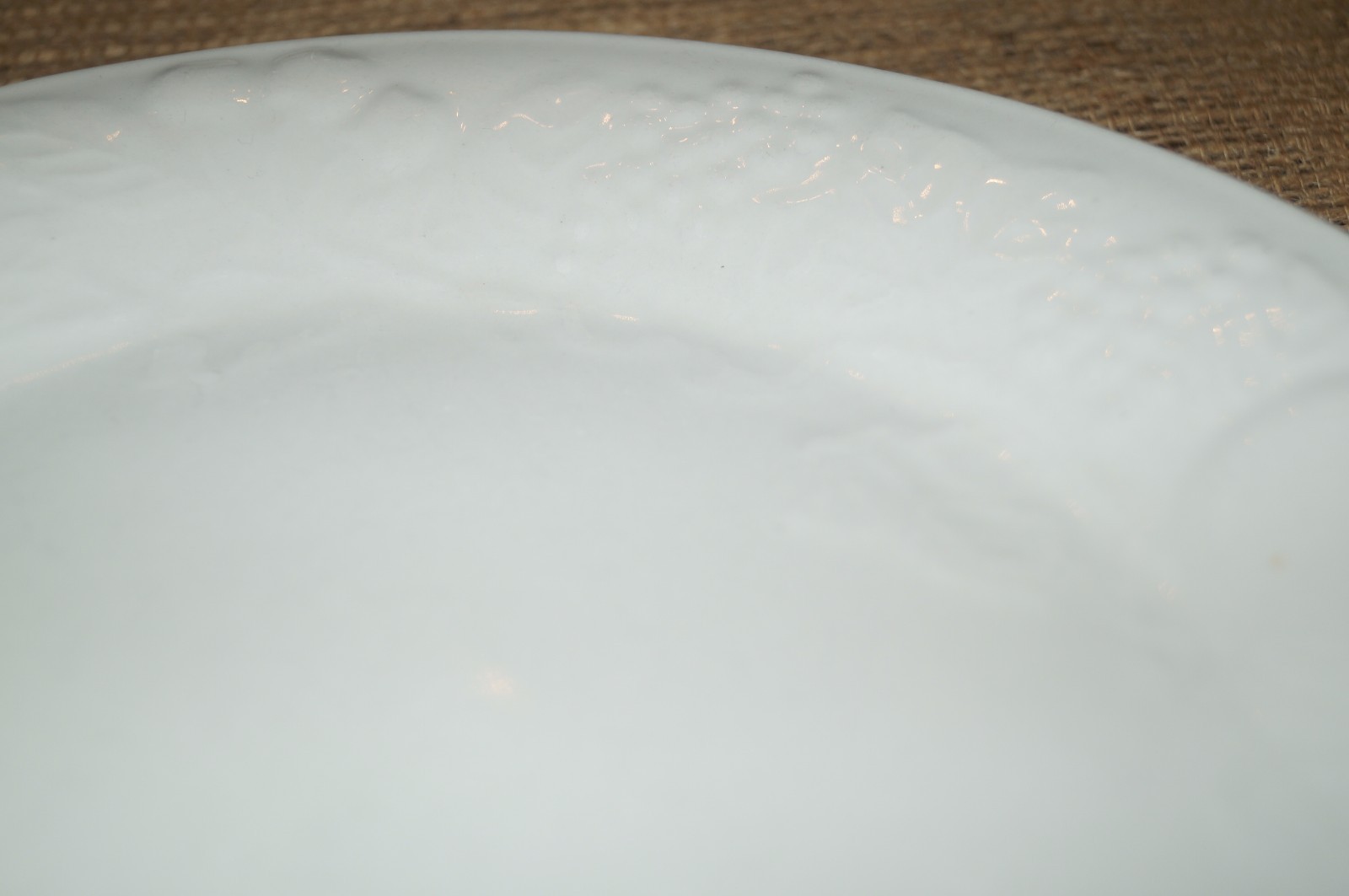 GIBSON WHITE Embossed Fruit Floral Design Dinnerware Set of 2 Saucers