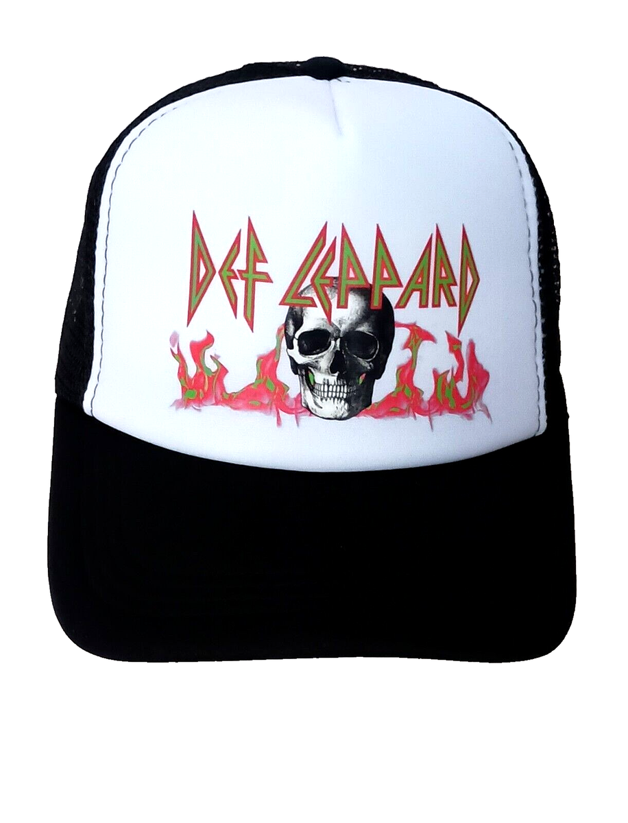 Retro Def Leppard Skull Black & White Mesh Baseball Cap Hat SM/MD