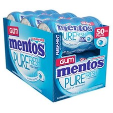 Mentos Pure Fresh Sugar-Free Chewing Gum with Xylitol, Fresh Mint, 50 Piece B...