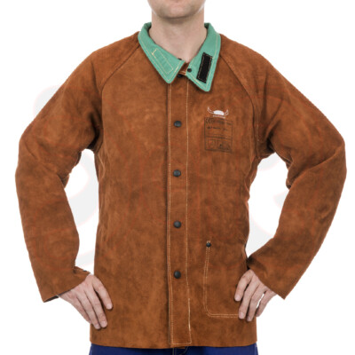 Veste De Soudage En Cuir Premium - Résistante à La Chaleur, Marron, Taille XL