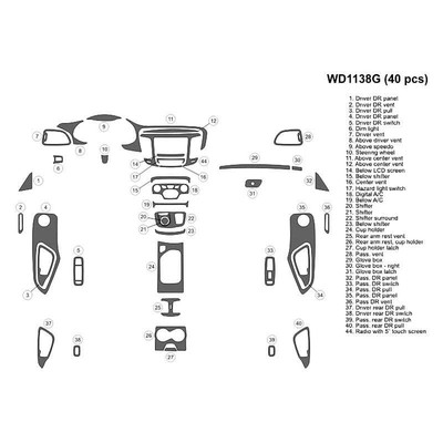 For Chrysler 200 15-17 B&I WD1138G-DET 2D Bronze Burlwood Large Dash Kit 40 Pcs