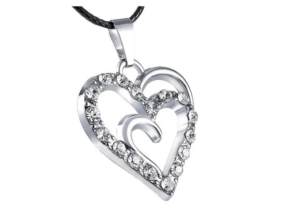 Cristal plata plateado cuero moda Collares y Colgantes