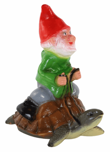 Enano de Jardín Enano Figura Sentado Sobre Tortuga de Plástico Altura 29CM - Imagen 4 de 6