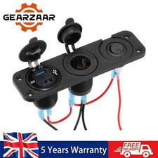 12V Car Cigarette Lighter Socket Switch Panel 2 USB Charger Adapter Voltmeter