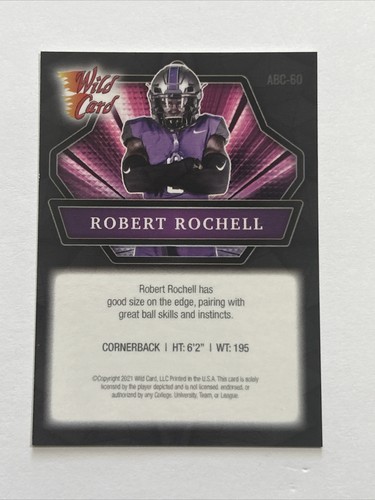 Robert Rochell 2021 Wild Card ALUMINATION #ABC-60 Black Cracked Ice HoloLux /75 - Picture 2 of 6