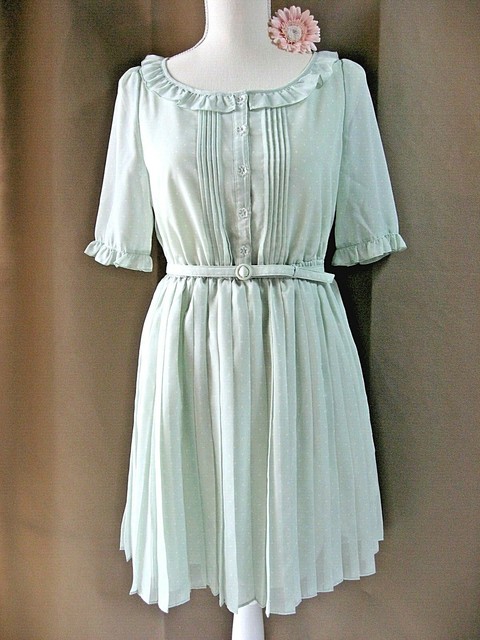 Earth Music Ecology Polka Dot Printed Dress Mint With From Japan Ebay