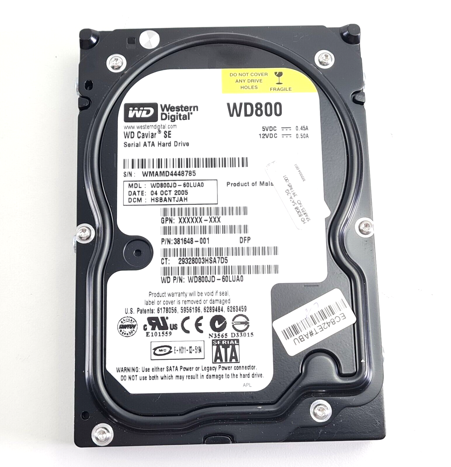 80GB SATA 3.5 7200RPM 3Gb/s HDD - WD800JD-08MSA1