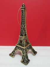 Gold Eiffel Tower Paris France Tourist Souvenir Plastic Hanging Ornament 6"