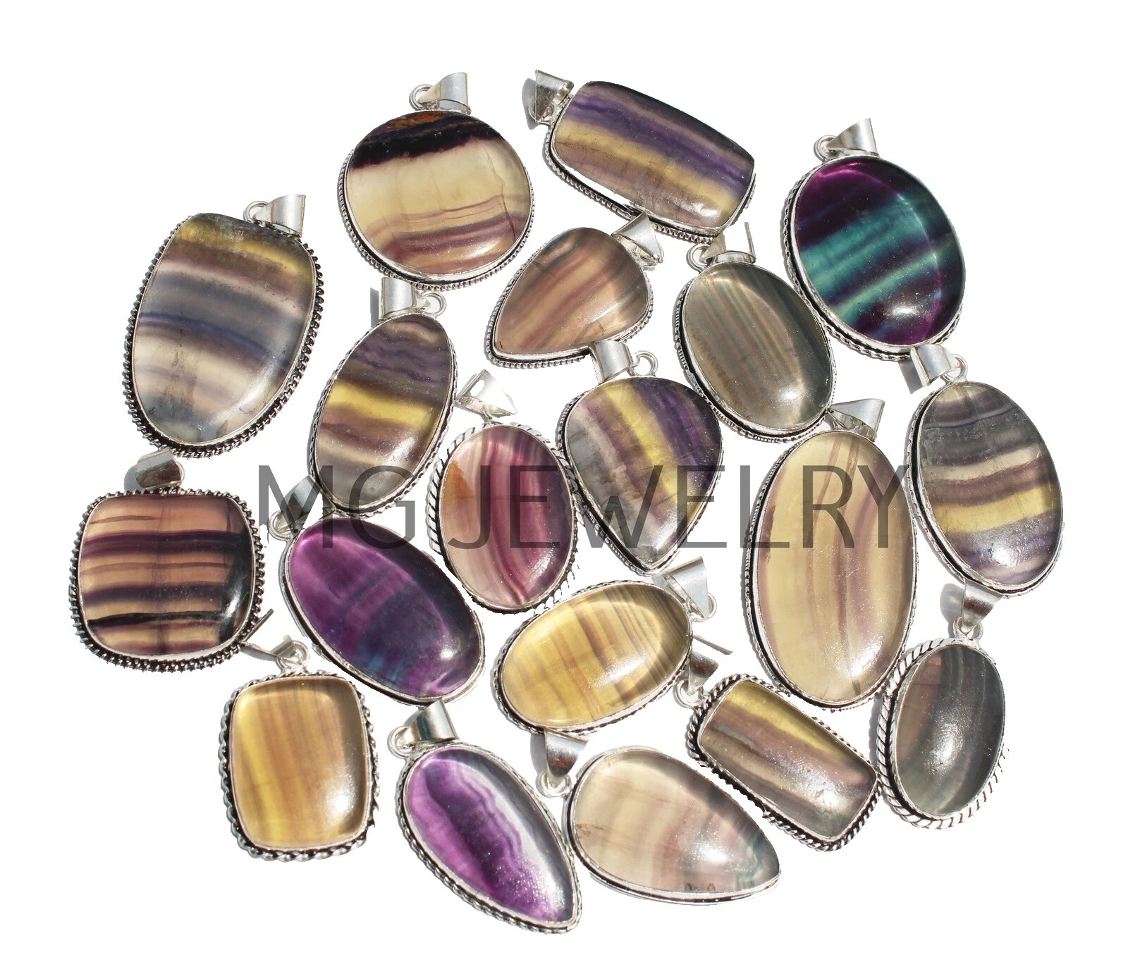 萤石喜欢镀银时尚项链和吊坠