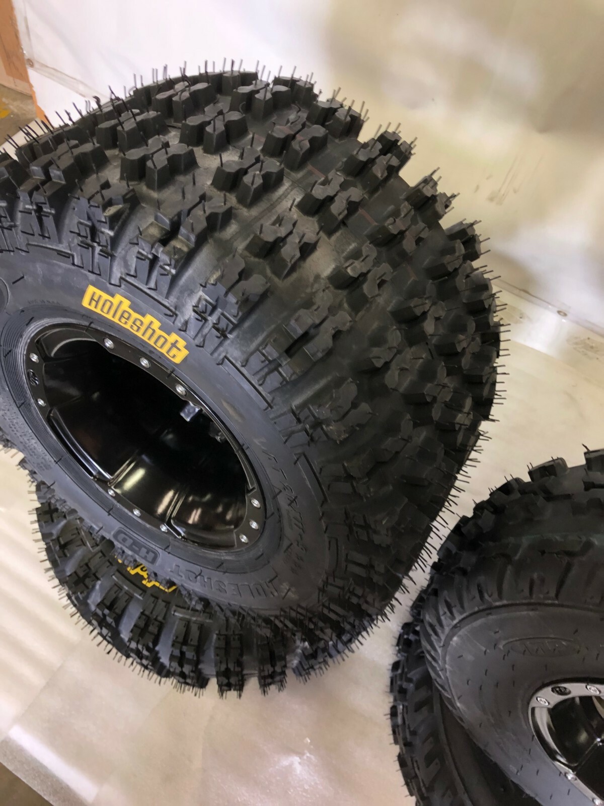 ITP HOLESHOT HD TIRES + ITP SS 112 BLACK RIMS FRONT/REAR TRX 450R 400EX