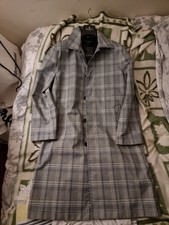 Club Monaco Coat - Grey Tartan Trench Coat - Small - Men/womans