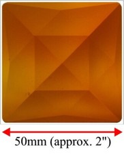 50mm 2" German SQUARE Faceted Jewel for Stained Glass - MEDIUM AMBER