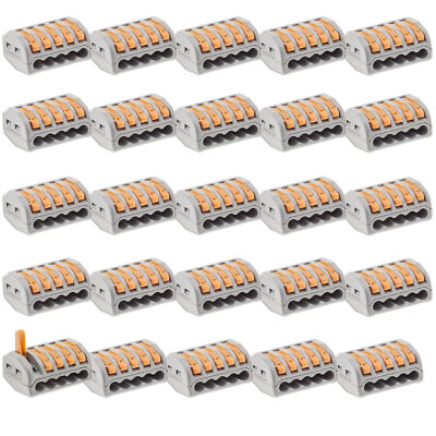 Terminal Block 5 Pole Wire 25x Lever Lock Reusable Electrical Connector Clip
