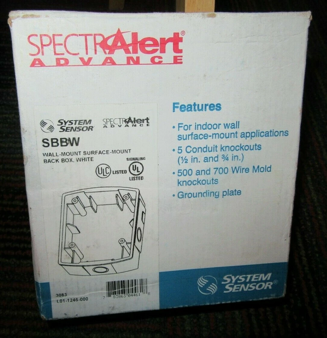 SYSTEM SENSOR WHITE WALL  SURFACE MOUNT BACK BOX SBBW, 5 KNOCKOUTS, NIB |  eBay