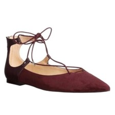 Sam Edelman Rosie Wine Red Lace Up Pointed Toe Flats 10