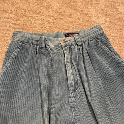 Pantalones vintage Eddie Bauer para mujer 6 azul pana cintura alta años 90 plisados Gorpcore - Imagen 11 de 20