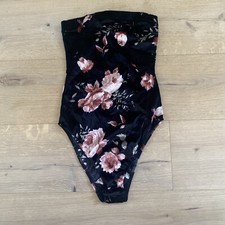 Urban Outfitters Out From Under Sz S Black Pink Floral Strapless Velvet Bodysuit