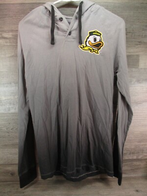Rivalry Threads Men's Gray Oregon Ducks long Sleeve Shirt 1/4 Button Sz S Hooded