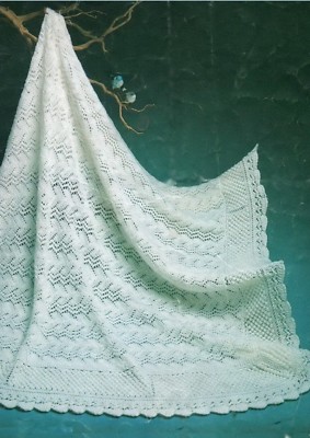Baby Shawl Knitting Pattern Heirloom Lace 4ply 44 x 44