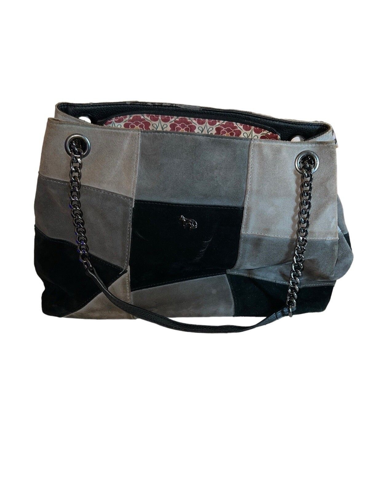 EMMA FOX Handbag Patchwork Suede Multicolored Sat… - image 1