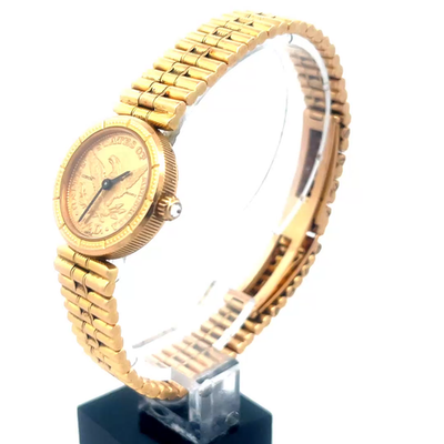 Gold Coin Corum Watch 22k Queen's Head 18k Frame & Band Ladies