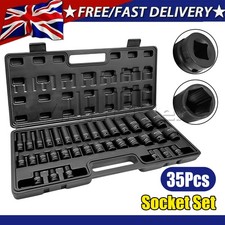 DEEP & SHALLOW IMPACT SOCKET Set 1/2" Inch Drive 35pc 8mm-32mm Hex Sockets Set