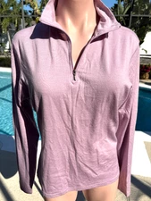 Smartwool Purple 1/2 Zip sweater Top L Large Long Sleeve Womens Merino Wool
