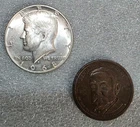 1968D Kennedy 1/2 Dollar, 40% SILVER, BU; 2012P Harrison Dollar, AU        #5591