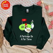 A Partridge On A Par Three Christmas Jumper Printed Golf Xmas Unisex Sweatshirt