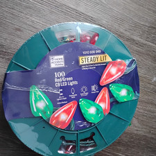 Home Accents 100 Ct Red/Green/White Super Bright Steady Lit C9 LED Light 65.4 Ft