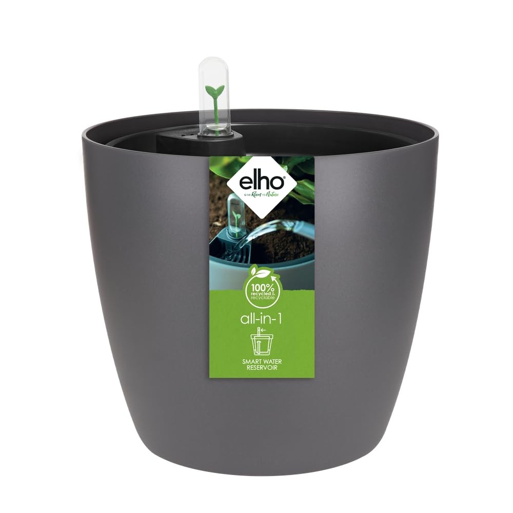 Pot de fleurs rond Brussel 25cm en plastique recyclé anthracite