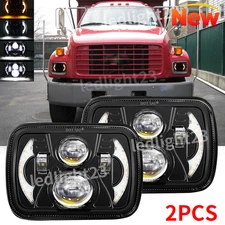 7x6" LED Headlights Hi Lo Beam DRL Turn fit for Chevy C6500 C7500 S10 Truck