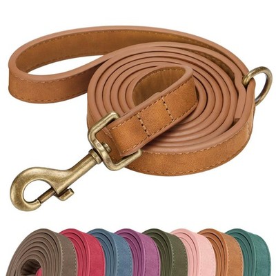 PU Leather Dog Leash for Small Dogs, 5/8in x 5ft, Light Brown | Soft Grip Ful...