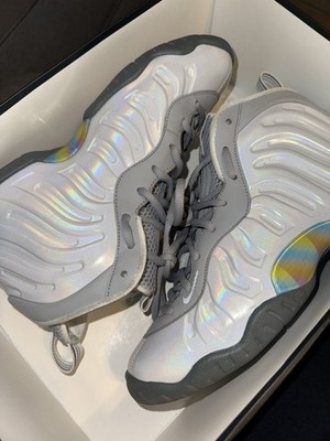 Nike Little Foam Posite One GS Rainbow Pixel CU1054-001 White Gray, Size 6Y