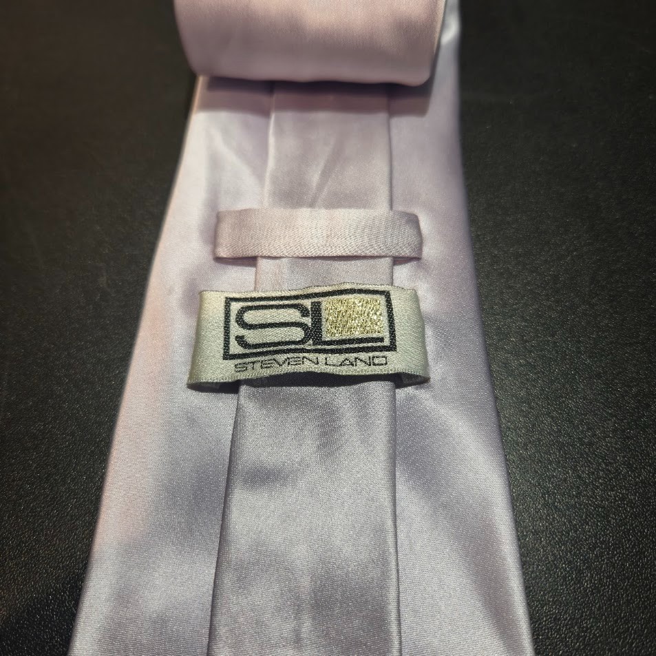 Steven Land Lavender Solid Satin 100% Silk Tie Handmade image 4