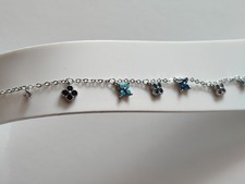 925 Sterling Silver Colourful Cubic Zirconia Ankle Bracelet - Approx 20cm + 5cm